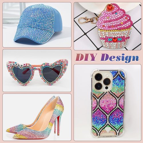 3500 PCS Flatback Rhinestones for Crafting and 2PCS B7000 Glue (Pack 5), 1 Box of 3/4/5mm Colorful Resin Rhinestones Gems Charms for Bedazzling DIY Crafts Fabric Clothing Tumblers Shoes Nail Art