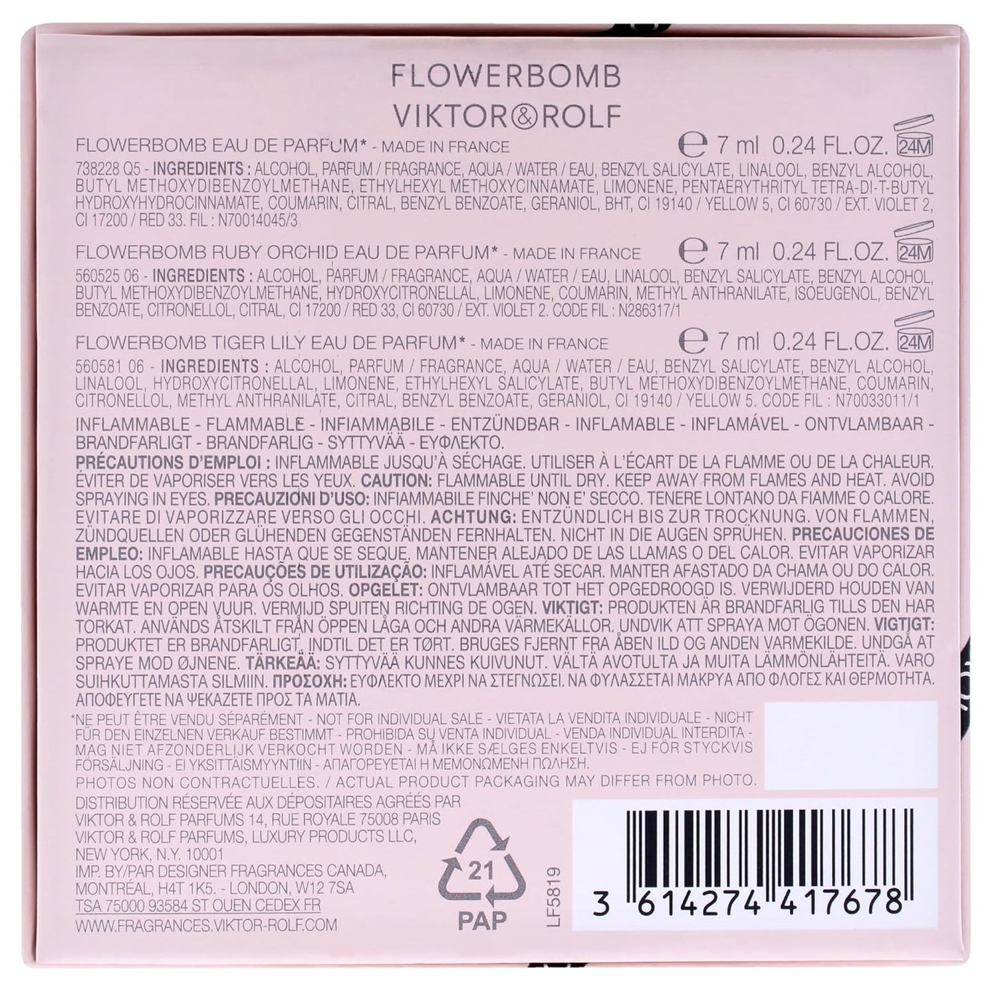 Viktor & Rolf Flowerbomb Trio Set - 3 Pc Mini Gift Set with Ruby Orchid & Tiger Lily, 0.24 oz EDP