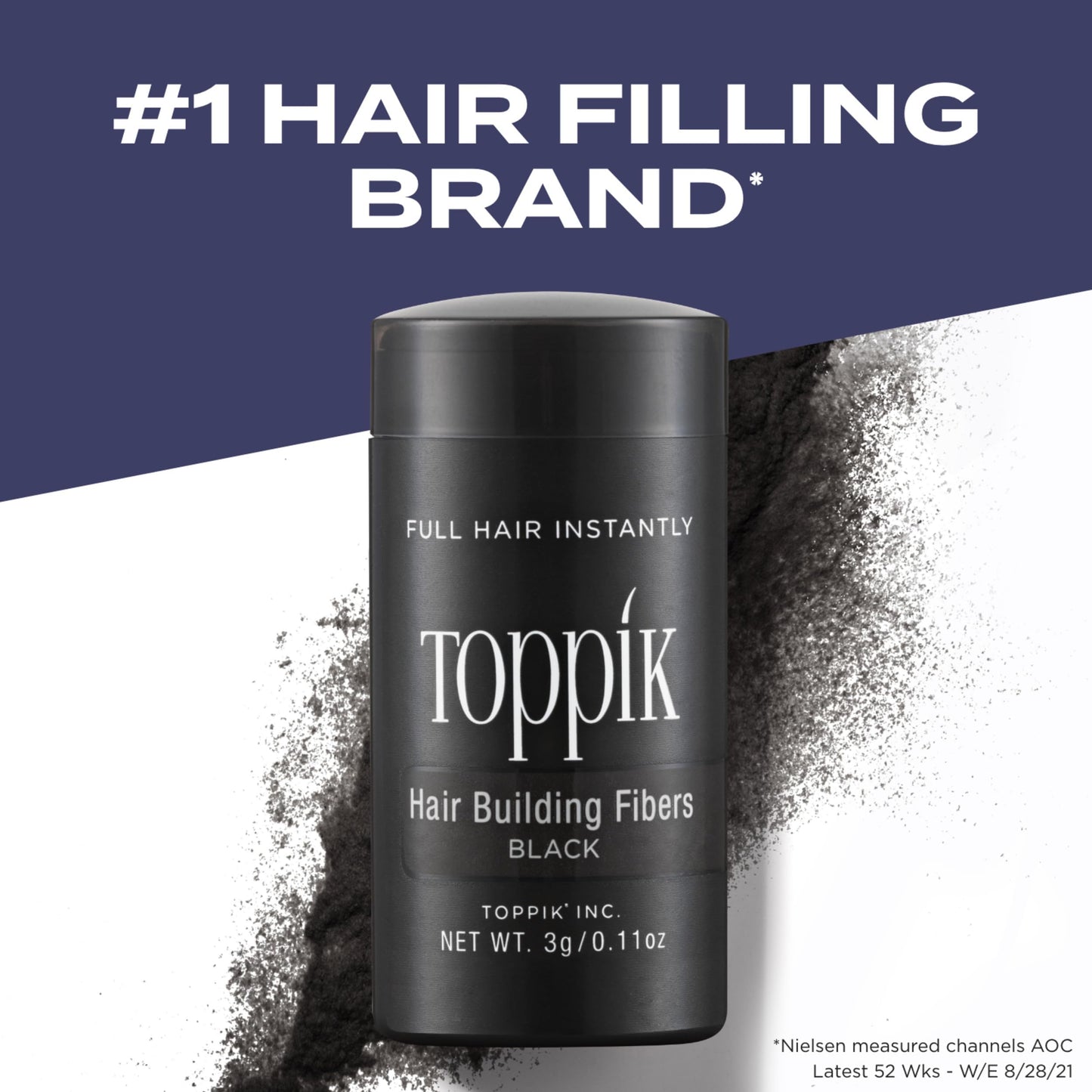 Toppik Hair Building Fibers, Black, 55g Fill In Fine or Thinning Hair, Instantly Thicker, Fuller Looking, 9 Shades for Men & Women, Keratin Protein Formula