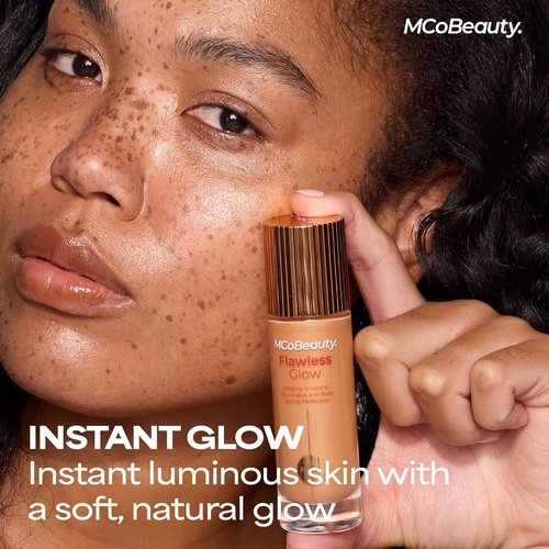 MCoBeauty Flawless Glow Luminous Skin Filter - 4-in-1 Primer, Highlighter & Foundation Booster - Fair Tint with Squalane & Vitamin E - Vegan & Cruelty-Free