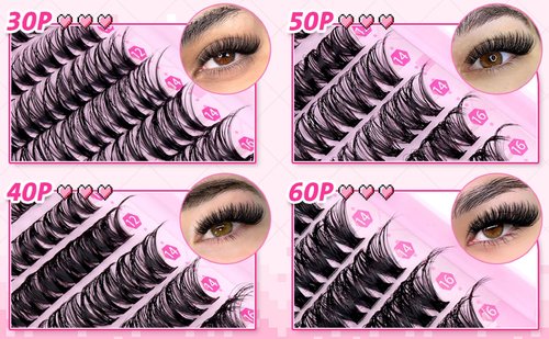 wiwoseo Cluster Eyelash Extensions 560pcs Lash Clusters Wipsy Cluster Lashes D Curl Eyelashes Clusters Individual Lashes DIY Lash Extensions Cluster Lashes Natural Look Eyelashes Clusters (8-16MM)