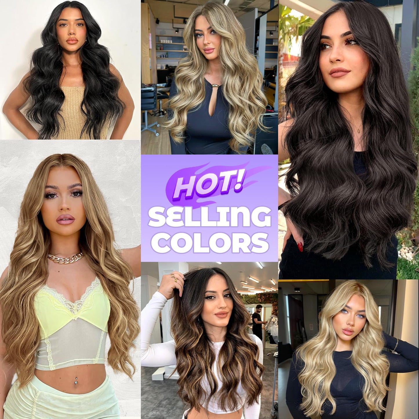 KooKaStyle Hair Extensions 5PCS Long Wavy Upgrate Invisible Full Coverage Edges Seamless Clip in Extensions for Women 20 Inch Dark Brown Synthetic Natural Hairpieces