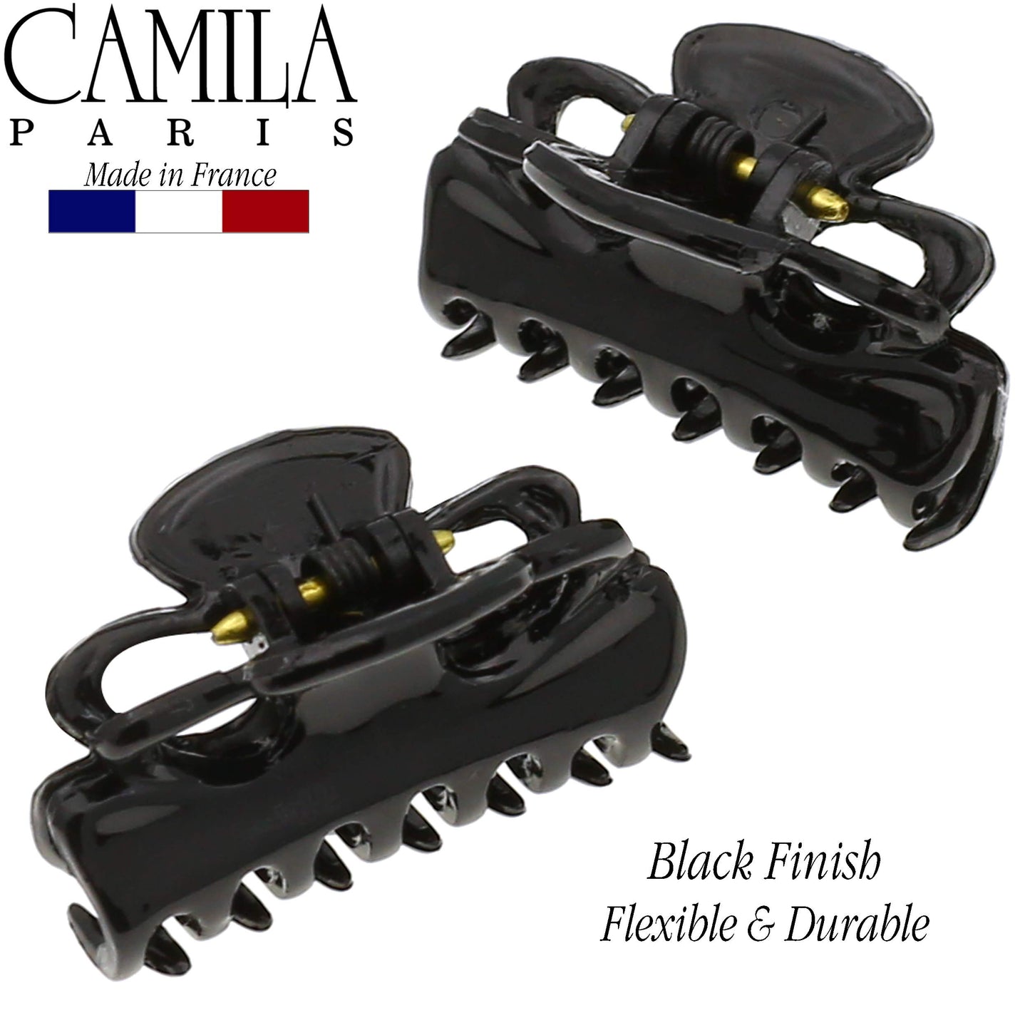 Camila Paris CP2671/2 French Hair Clip for Women, Set of 2 Small 1 inch Girls Hair Claw Clip Jaw Fashion Durable Styling Hair Accessories for Women, Ladies Strong Hold Grip Clamp, Made in France