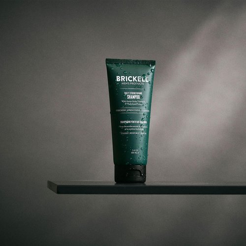 Brickell Men's Products Daily Strengthening Shampoo - Natural Mint & Tea Tree Oil for Dry Scalp, 3.4 Oz