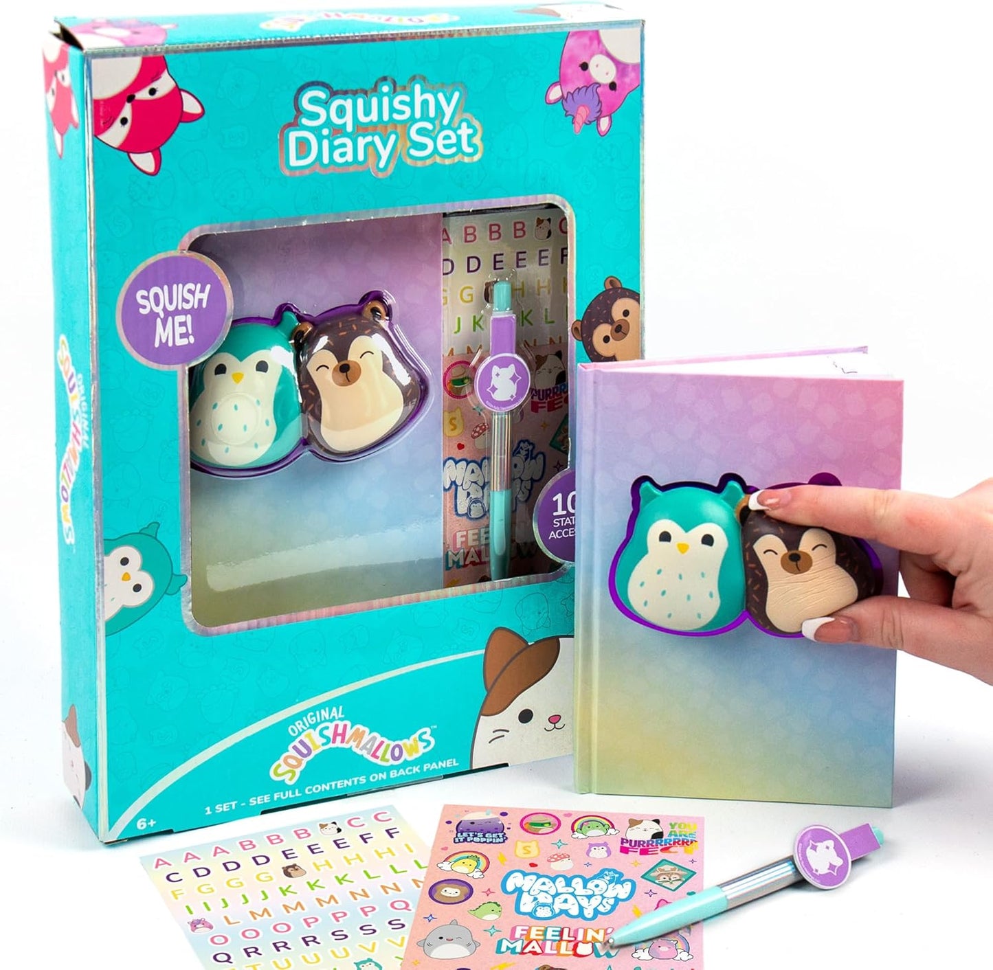 Squishmallows Original Diary Set - Fun Journaling Kit with Stickers, Pen & Sketchbook for Kids | 5 x 7 Inches