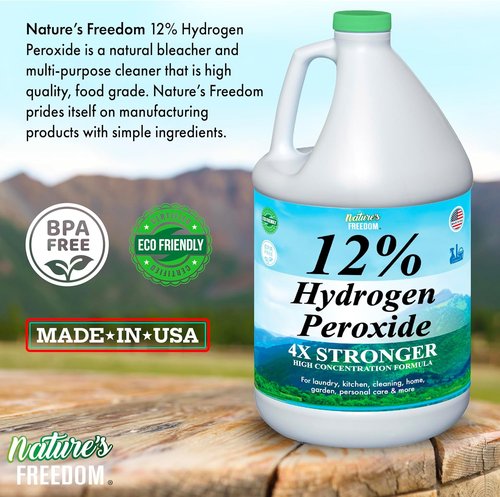Nature's Freedom 12% Hydrogen Peroxide - Food Grade H2O2 Solution, 3 Gallons for Safe Use