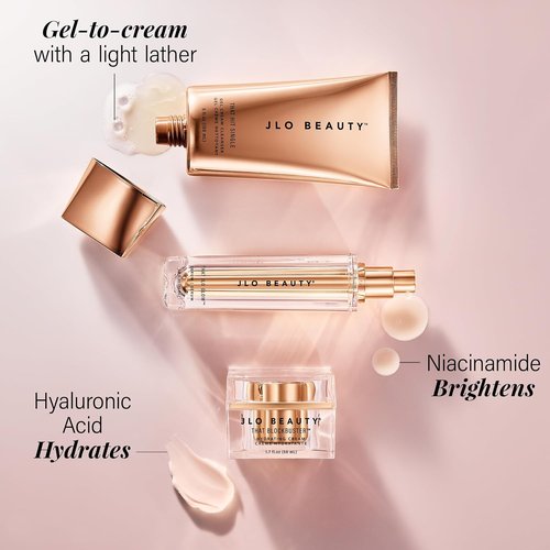 JLO BEAUTY Starter Skin Care Kit - 3 Piece Facial Set with Cleanser, Serum & Moisturizer | Daily Routine