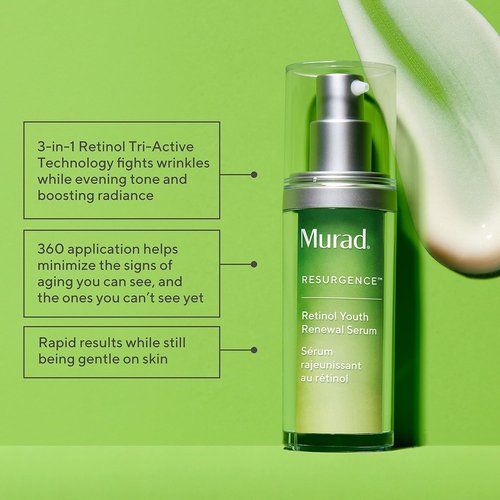 Murad Retinol Youth Renewal Serum Combo - Anti-Aging Face & Eye Serum for Dark Circles & Puffiness | Set of 2