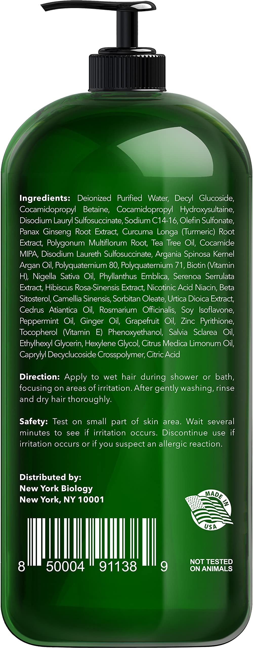 New York Biology Tea Tree Shampoo – Deep Cleanser – Relief for Dandruff and Dry Itchy Scalp – Therapeutic Grade - Helps Promote Hair Growth – 16.9 fl Oz - Pack of 2