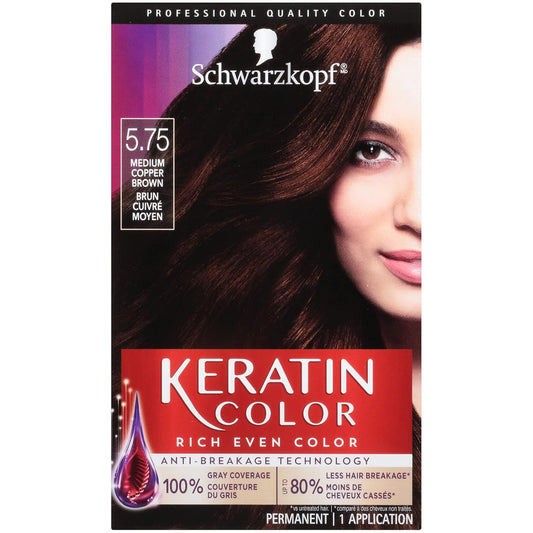 Schwarzkopf Keratin Color Permanent Hair Color Cream - 5.75 Medium Copper Brown | Long-Lasting Color, 1 Count