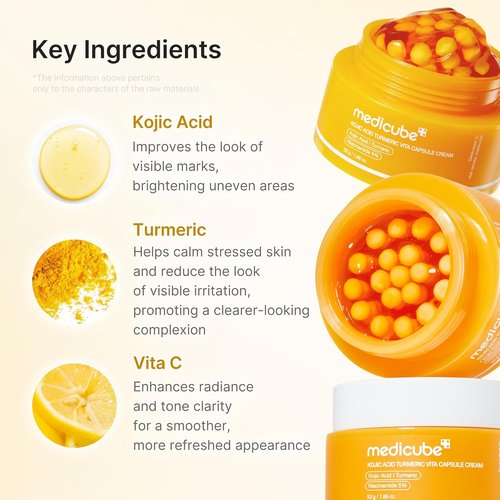 Medicube Capsule Cream - Kojic Acid, Turmeric & TXA Duo for Clear, Radiant Skin | Customizable Daily Moisturizer for All Skin Types