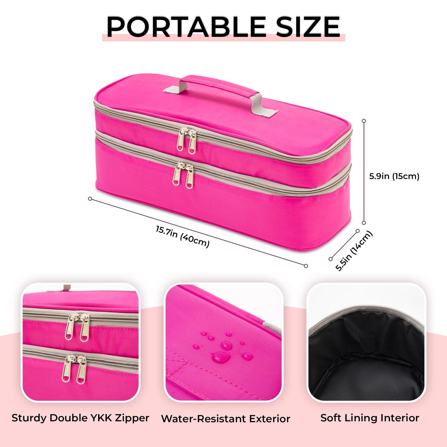 GREENESTA Hair Tools Travel Bag Compatible With Shark Flex Style Attachment, Shark Airwrap Flexstyle, Dyson Airwrap | Travel Case For Sharkflex Styler | Beauty Hair Dryer Attachments Storage (Pink)