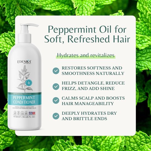 Edenika Botanicals Peppermint Conditioner - Refreshing & Hydrating Formula | 16 fl oz, Vegan, Sulfate-Free