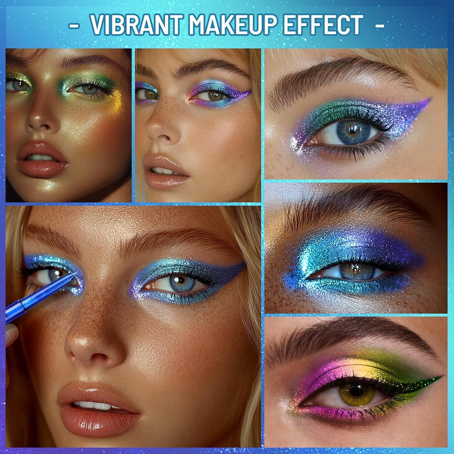 UCANBE Chameleon Eyeshadow & Eyeliner Gel Pencil - Waterproof Multichrome Metallic Glitter (Electric Blue to Royal Purple)