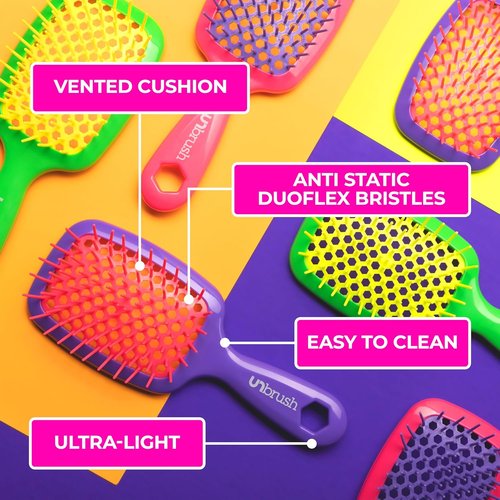 FHI Heat UNbrush Detangling Brush - Pain-Free Brushing for All Hair Types | Durable DuoFlex Bristles, Lightweight Design