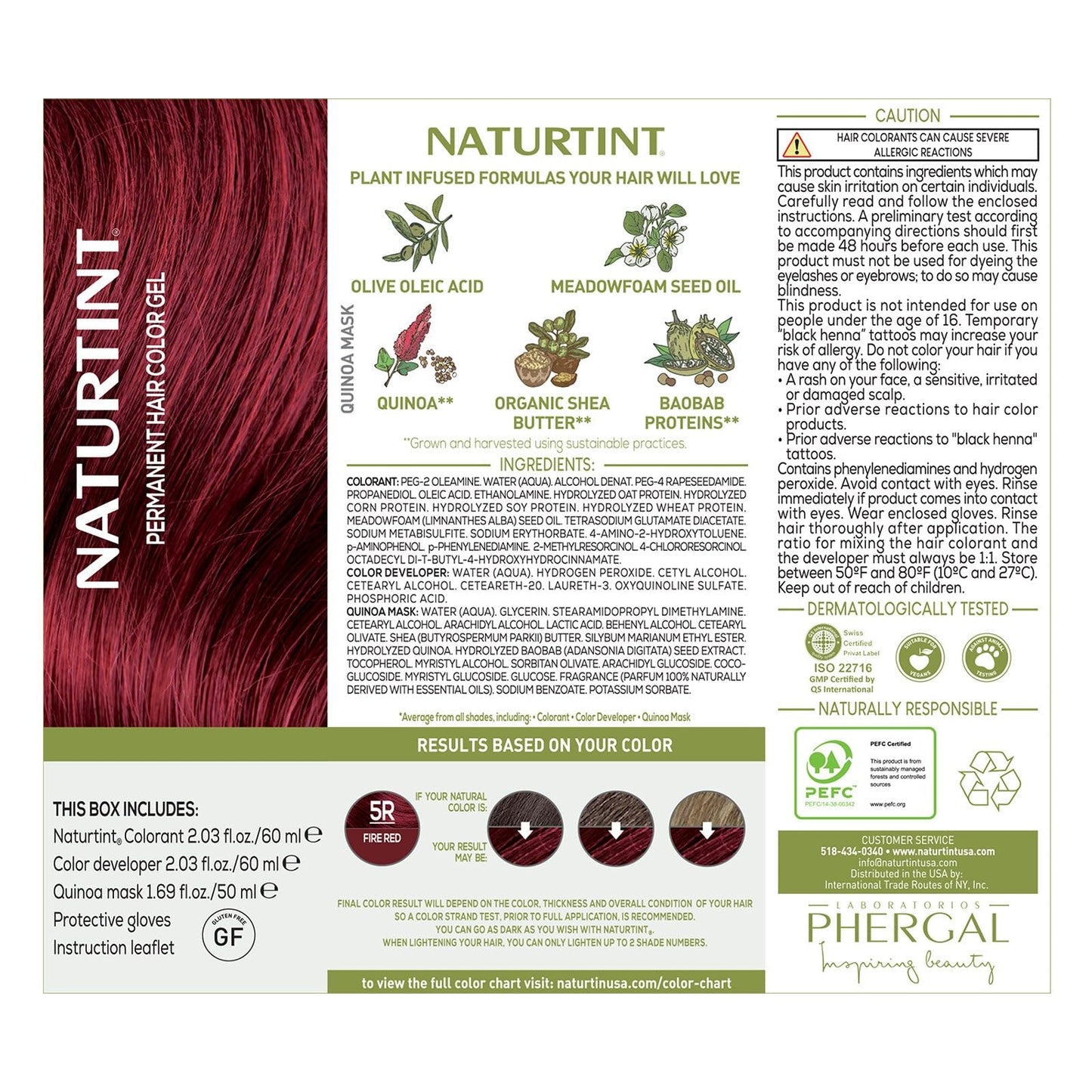 Naturtint 5R Fire Red Permanent Hair Color (Pack of 1), Ammonia Free, Vegan, Cruelty Free, up to 100% Gray Coverage, Long Lasting Results (Packaging may vary)