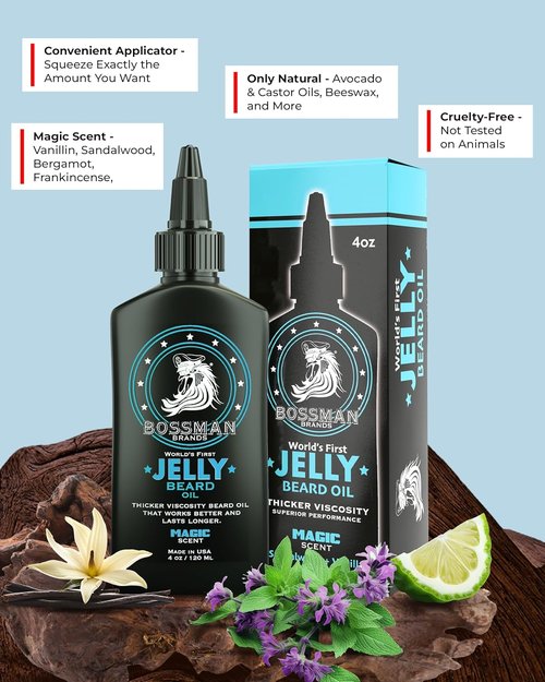Bossman Jelly Beard Oil - Magic Scent for Men | Softens, Moisturizes & Conditions (4 oz)