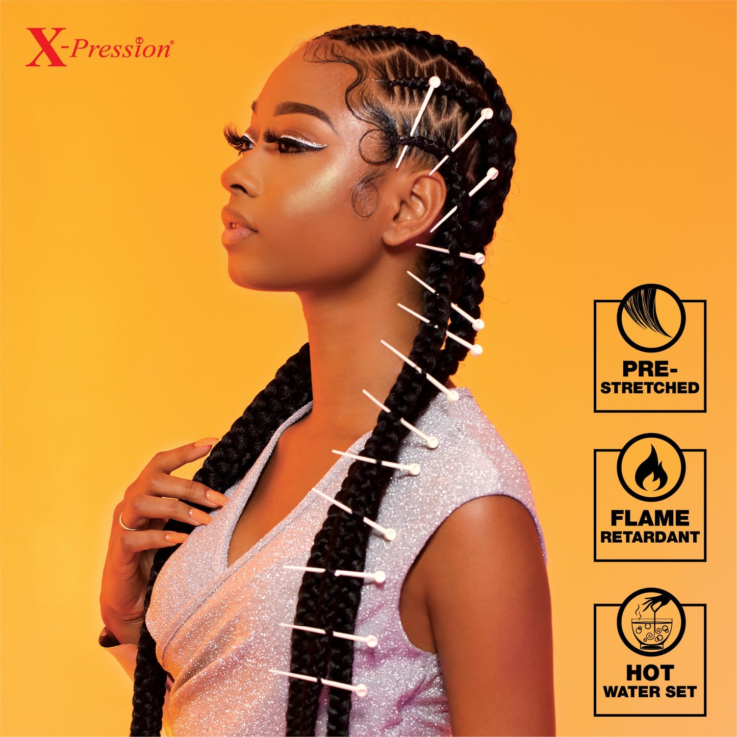 Sensationnel Xpression prestretched braiding hair - 3x xpression 58-inch flame retardant smooth yaki braid - 3x x-pression 58 inch (2 pack, BLUE)