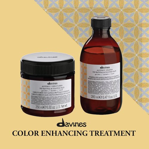 Davines Alchemic Conditioner - Color Depositing Cream for Golden Blonde & Honey Hair | Hydrates & Intensifies Warm Tones, 8.45 Fl Oz