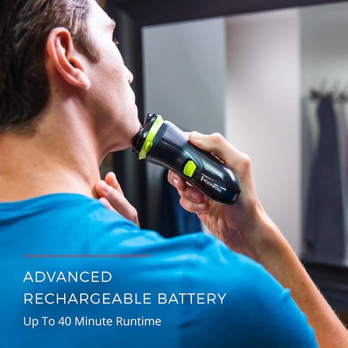 Remington Ultrastyle Rotary Shaver - Rechargeable Design | Black & Neon Green Color