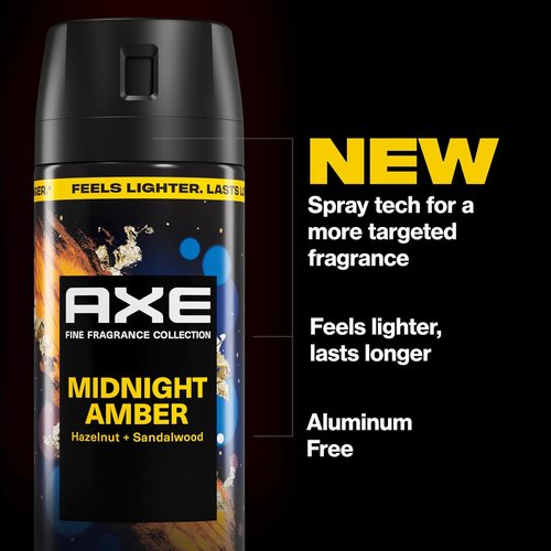 AXE Fine Fragrance Body Spray - Midnight Amber | 72-Hour Freshness, Aluminum-Free, 2.9 oz (3 Count)
