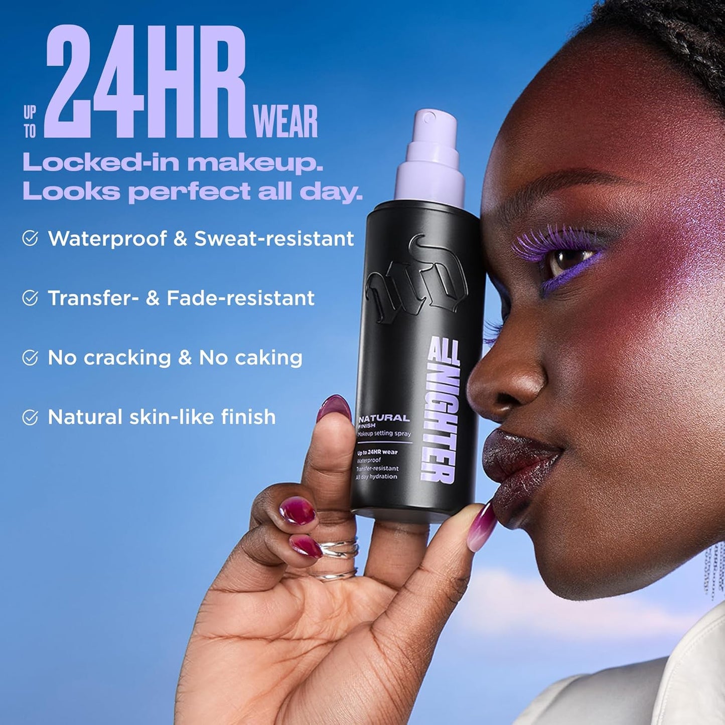 Urban Decay Naked Palette & All Nighter Setting Spray Bundle - Multi-Use Neutrals - Travel Size (1 Fl Oz)