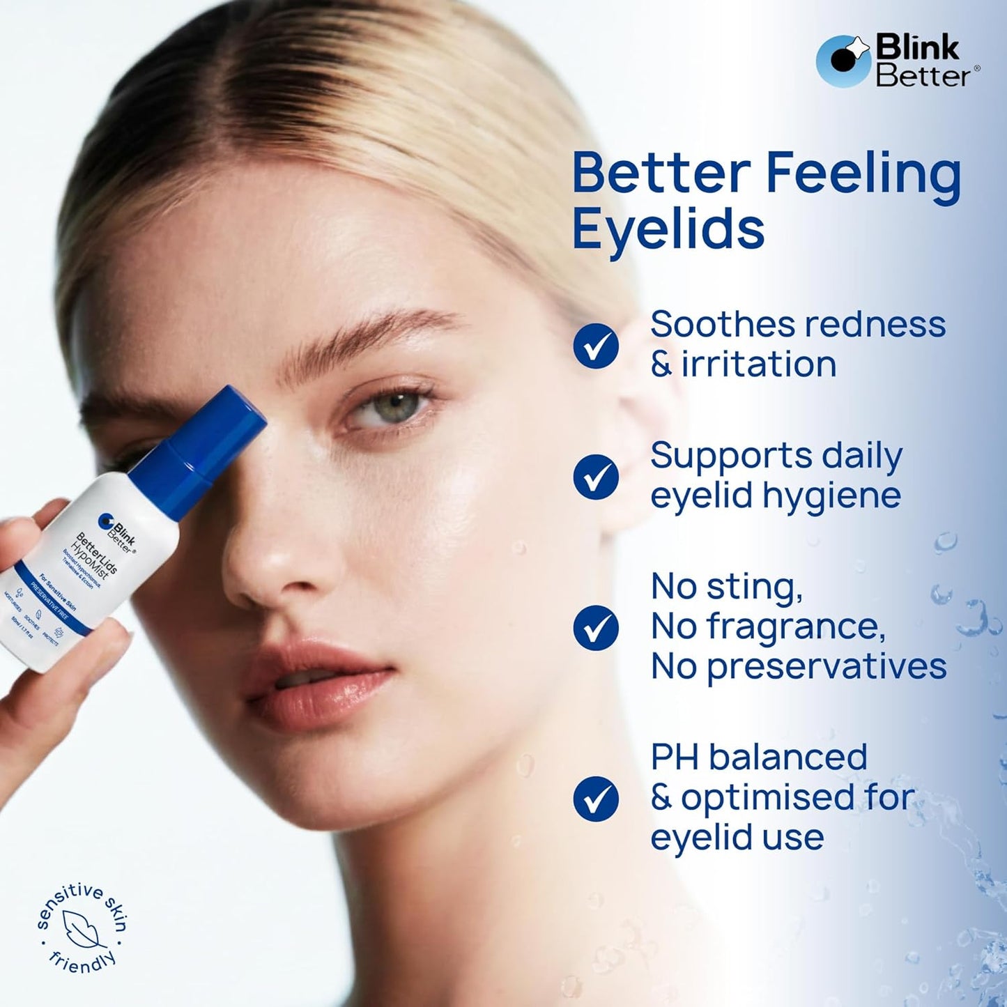 BlinkBetter BetterLids Hypochlorous Acid Eyelid Spray - Gentle Non-Sting Cleanser for Dry, Itchy Lids | 50 ml
