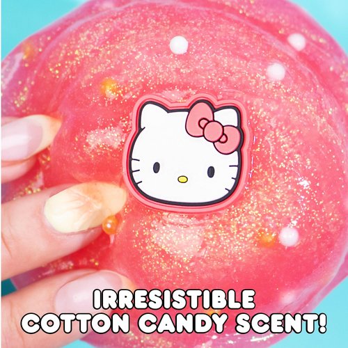 Hello Kitty SLIMYGLOOP Jar, 8 oz Red & White Cotton Candy Scented Slime, Includes Beads & Hello Kitty Charm