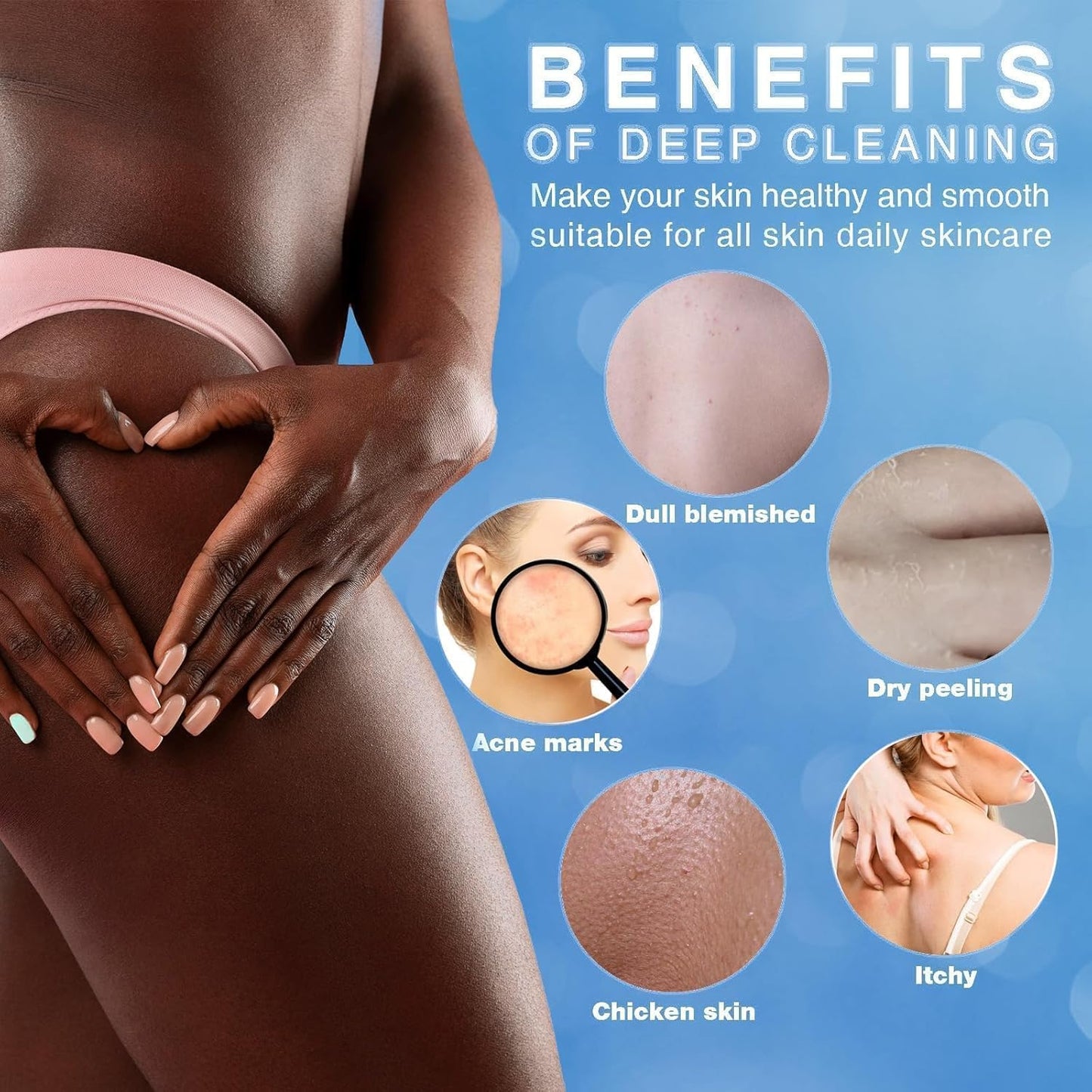 UJFQBH African Bath Sponge Set - 5 Exfoliating Net Scrubbers for Smooth Skin | Multi-Color Options