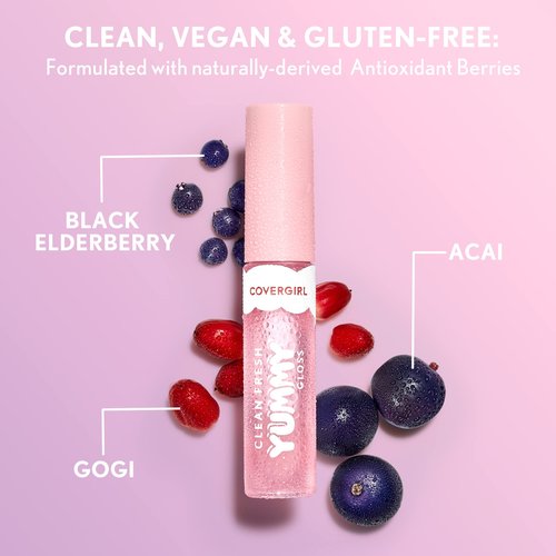 COVERGIRL Clean Fresh Yummy Lip Gloss, Sheer, Natural Scents, Vegan Formula