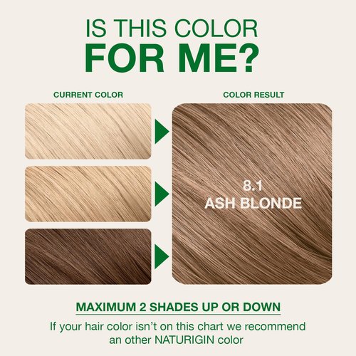 Naturigin Permanent Hair Color - 8.1 Ash Blonde | Ammonia-Free, 100% Gray Coverage, Vegan Formula