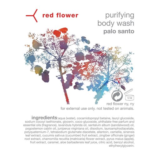 Red Flower Palo Santo Purifying Body Wash - Hydrating Botanical Shower Gel with Organic Extracts (10 oz)