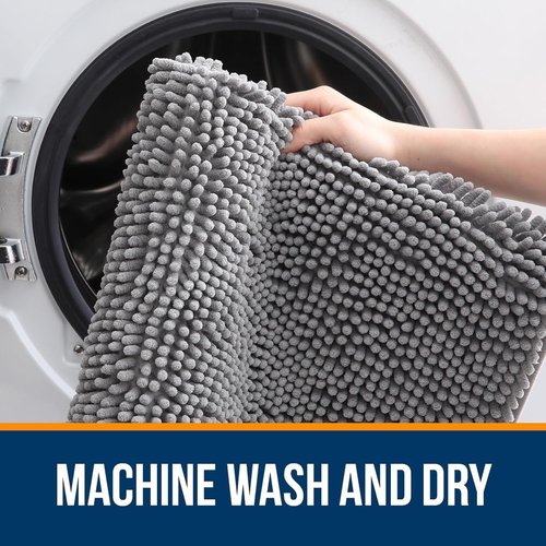 OLANLY Extra Soft Chenille Bathroom Rugs - 30x20, Quick Dry & Machine Washable, Grey