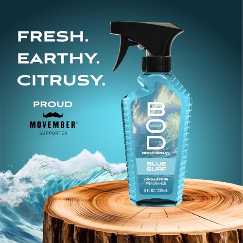 BOD Man Blue Surf Body Spray - Refreshing Fragrance for Men | 8 Fl Oz
