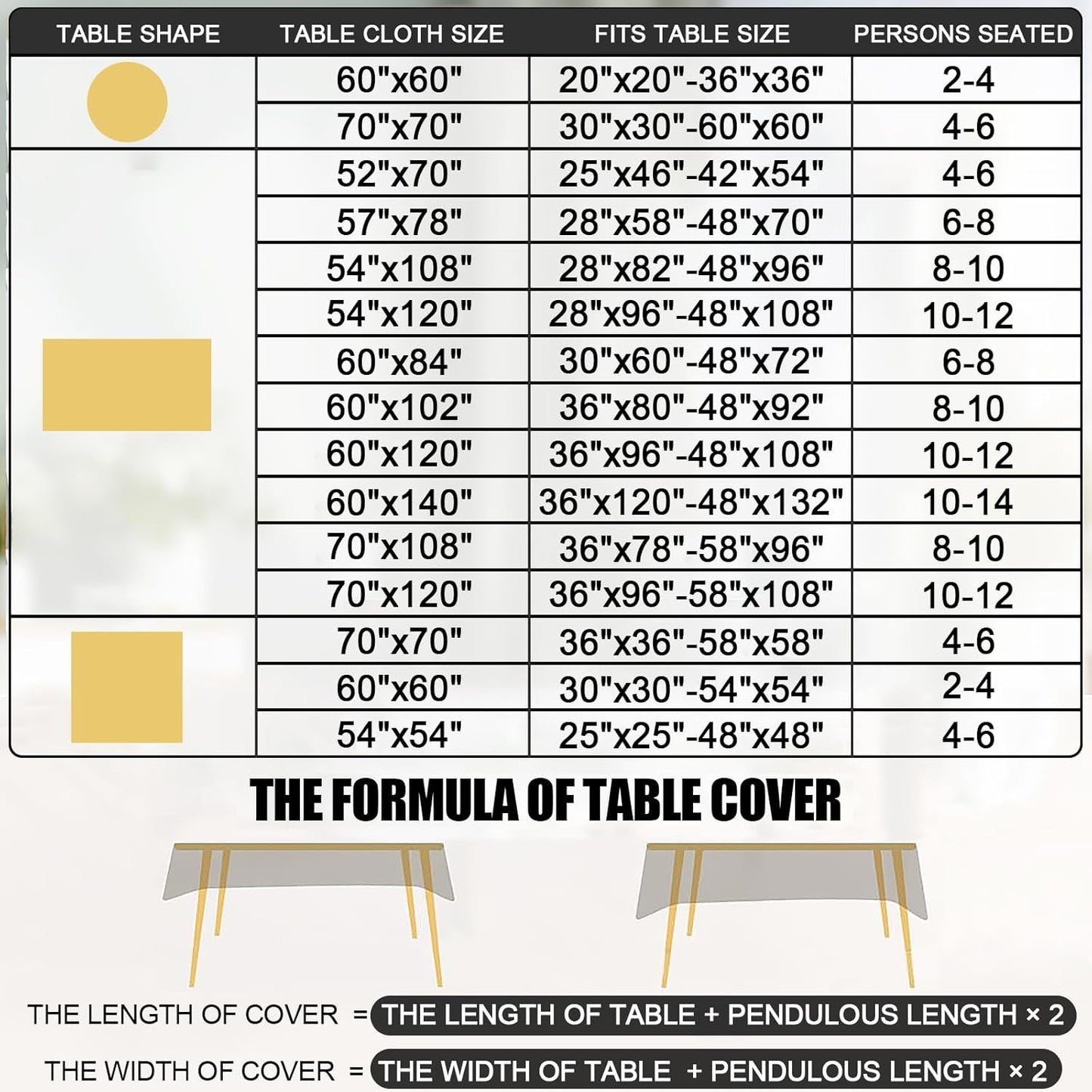 Smiry Square Table Cloth, Waterproof Heavy Duty Vinyl Tablecloths, Wipeable Washable Table Cover for Kitchen and Dining Room (Beige, 54" X 54")