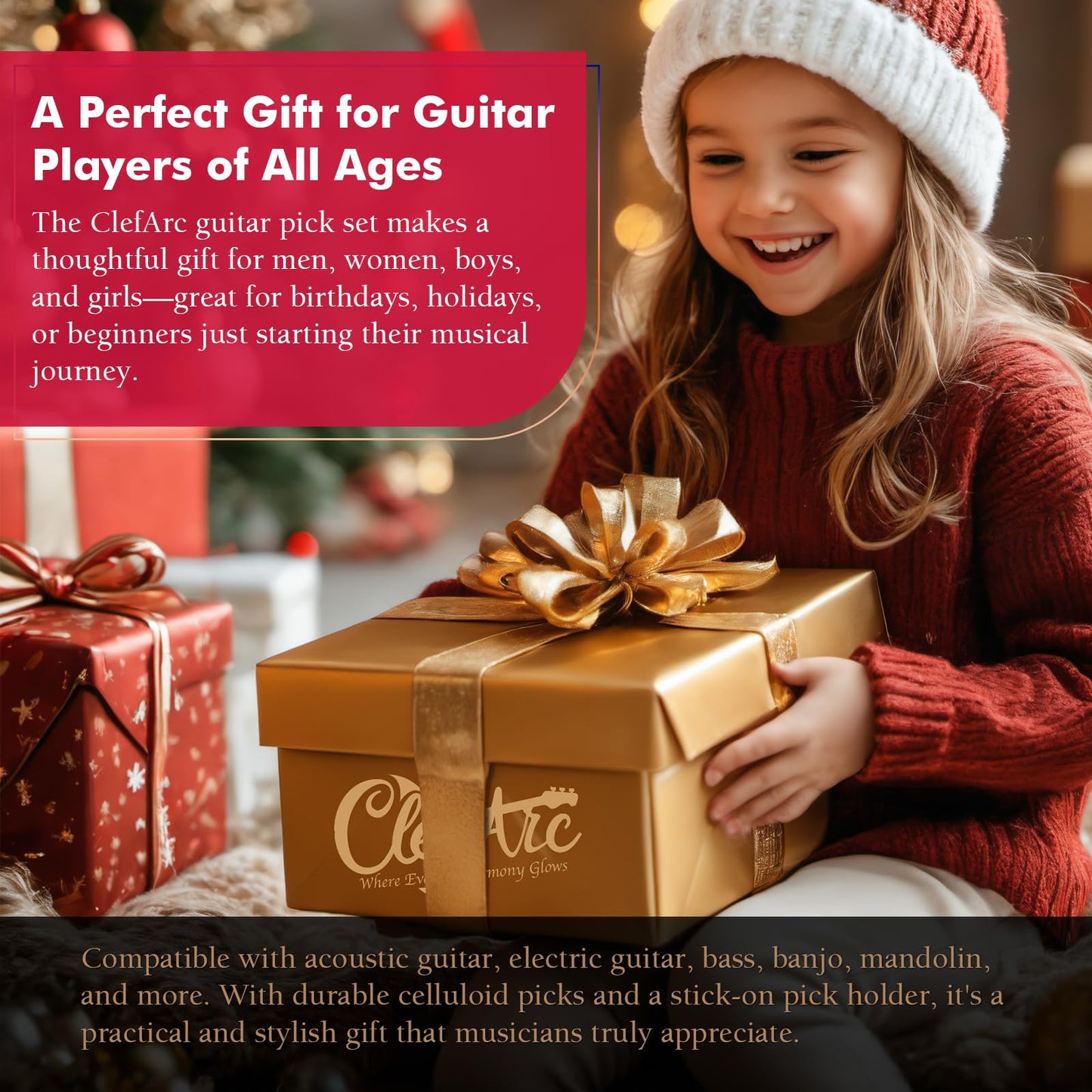 Guitar Wall Mount - Ashwood Hardwood Guitar Wall Hangers, Guitar Picks, Pick Holder, Guitar Accessories, U-Shape Hardwood Guitar Hanger, Gifts for Guitarists, with 6 Assorted Guitar Picks