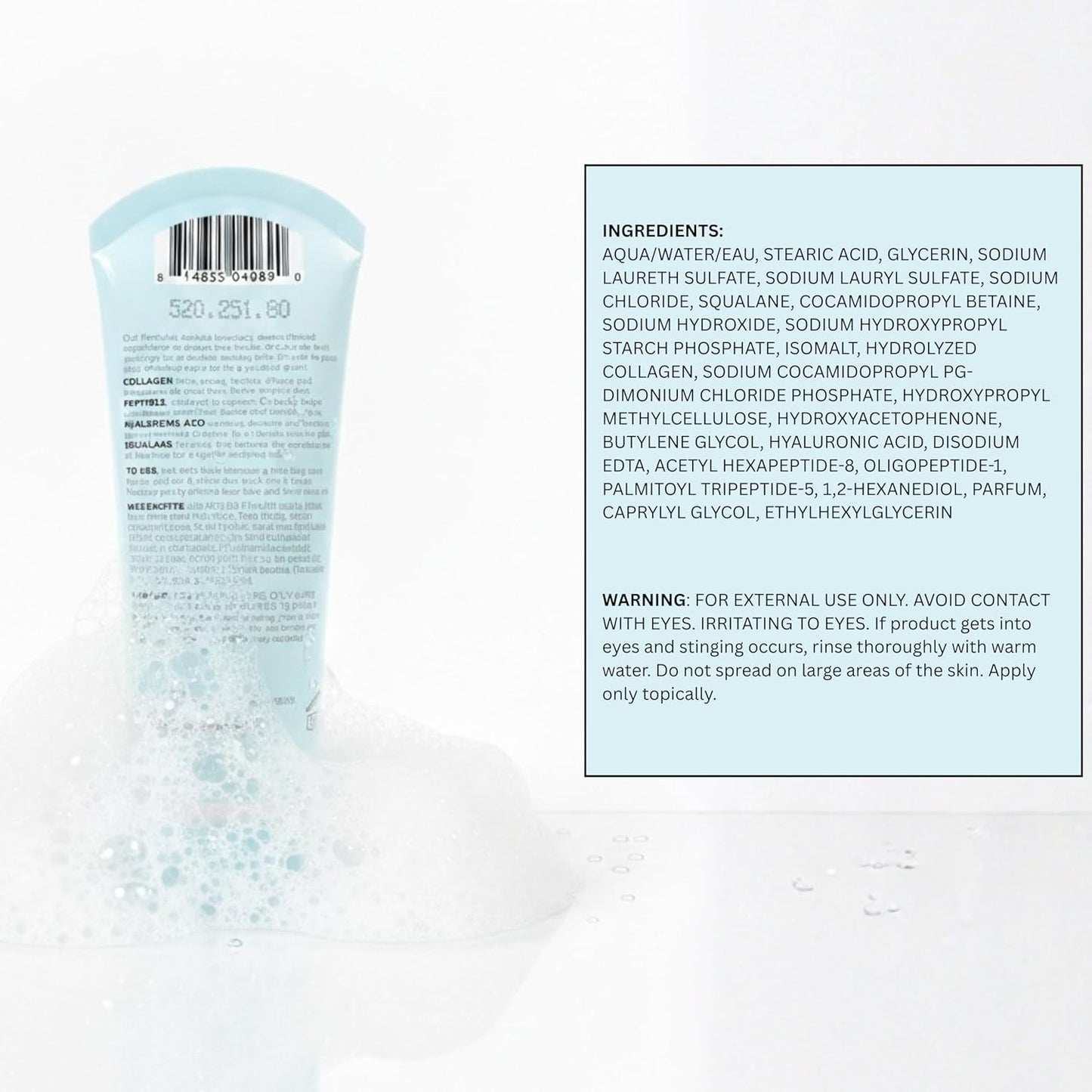 Global Beauty Care Collagen Facial Cleanser - Hydrating Daily Wash with Peptides & Hyaluronic Acid, 2.5 fl oz