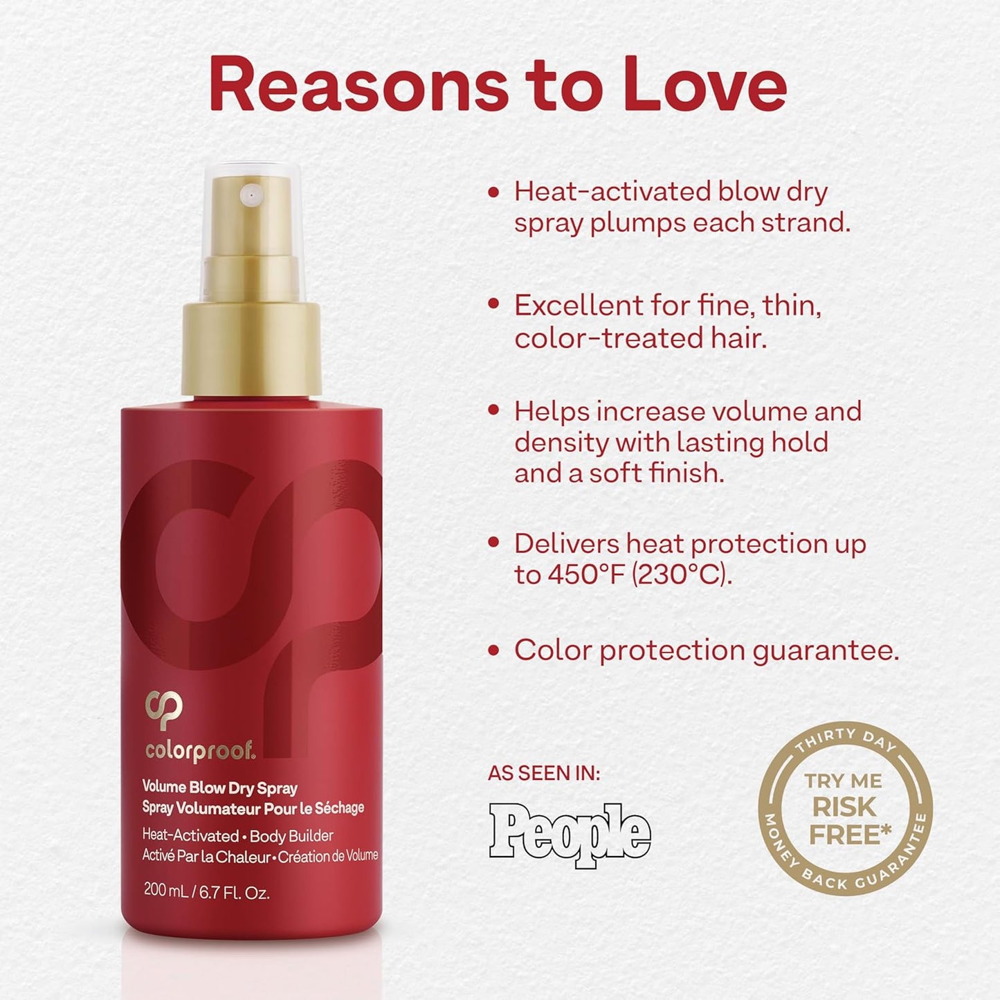 Colorproof Volume Blow Dry Spray Primer - 6.7 Fl. Oz. Volumizing Heat Protection Spray | White Nectarine Scent