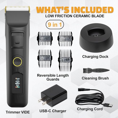 Brio Beardscape V2 Beard Trimmer - Professional Cordless Hair Trimmer with Low Friction Blade | 4-Hour Battery Life, Ideal for Beard & Body (Black)