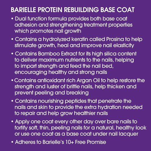 Barielle Protein Rebuilding Base Coat - Strengthens Nails with Prosina | Long-Lasting Protection