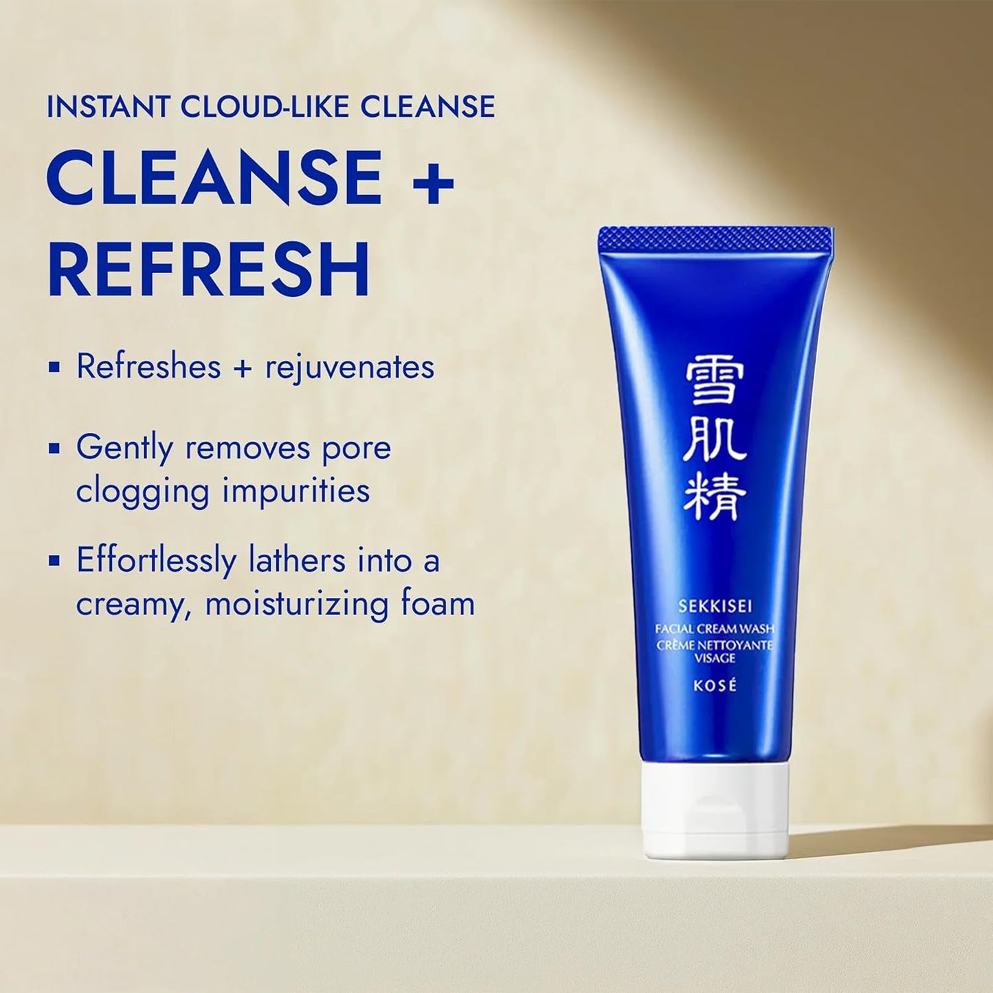 SEKKISEI Foaming Facial Cream Wash - Deep Cleansing Face Cleanser, 4.5 Ounces