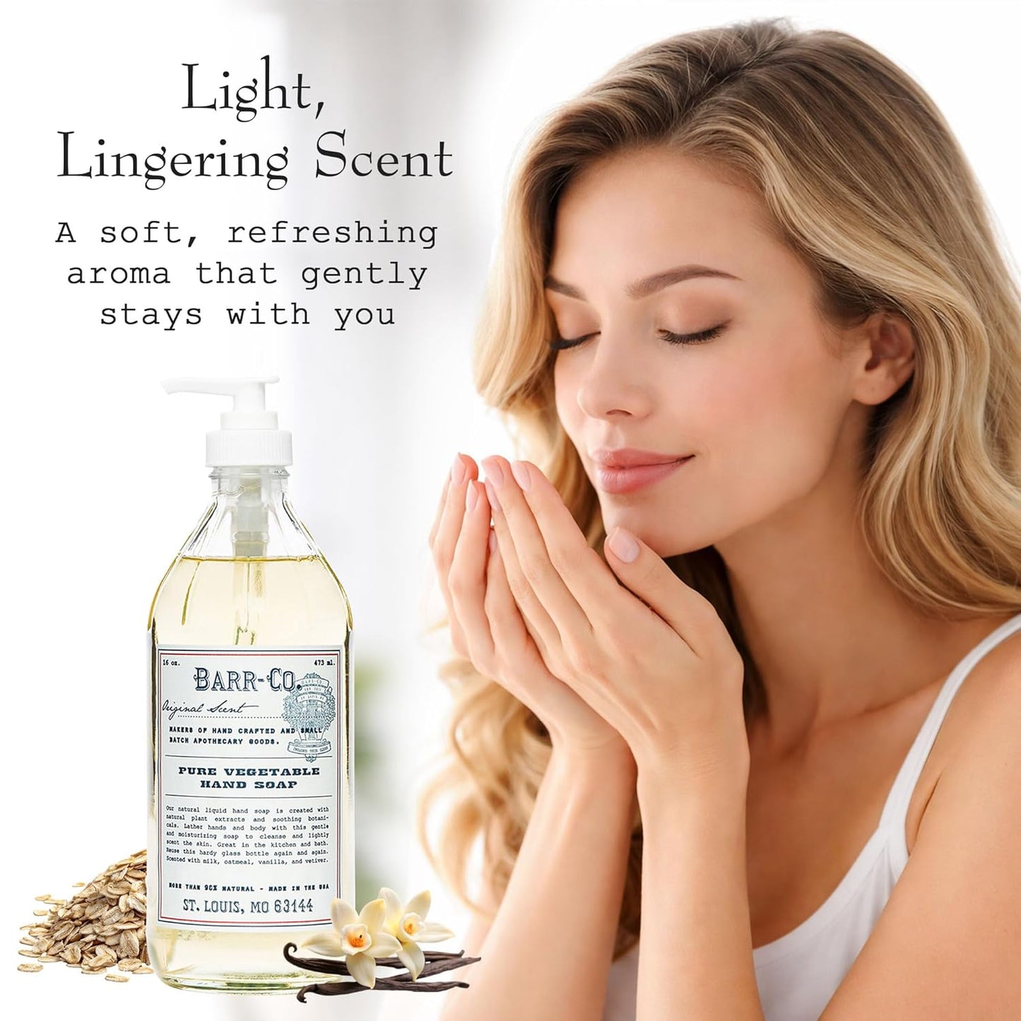 BARR-CO. Hand Soap - Natural Moisturizing Liquid Soap with Oat, Vanilla & Vetiver | 16 fl oz