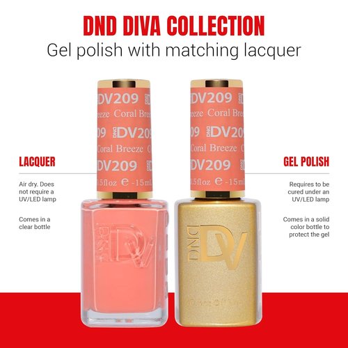DND Diva Gel Polish Set - First Class Collection | UV/LED Gel & Air Dry Chip-Free Duo, 0.5 Fl Oz Each