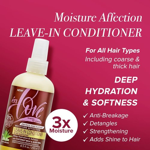 Moisture Crush Leave-In Conditioner - Deep Hydration with Coconut Milk & Aloe Vera | Detangles, Reduces Frizz | Paraben-Free, Sulfate-Free