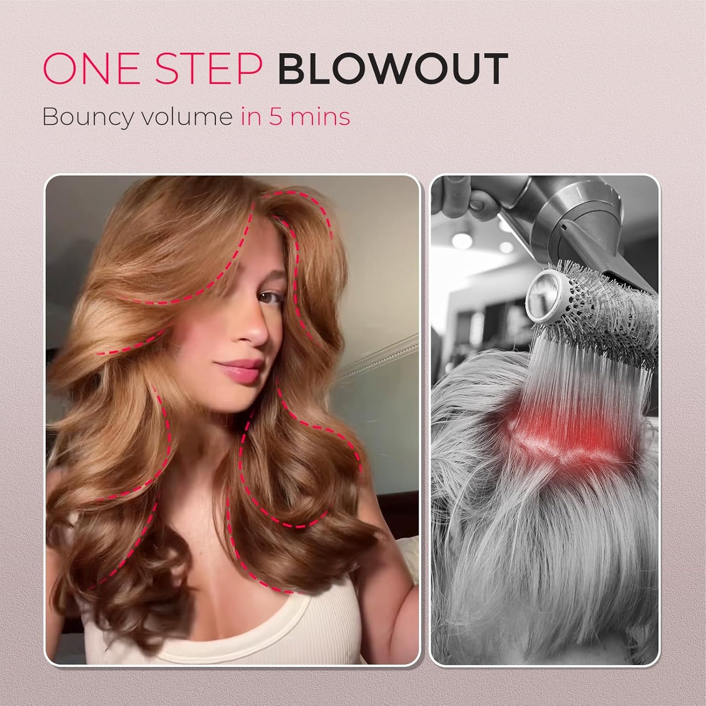 TYMO 2.0 Hair Blow Dryer Brush - One-Step Volumizer with 2-Inch Oval Barrel, Lightweight & Fast Drying, Gold
