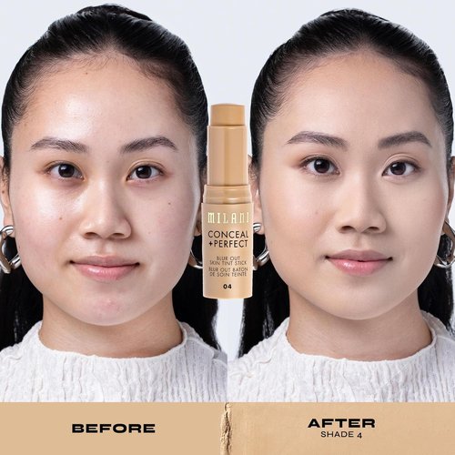 Milani Conceal + Perfect Blur Out Skin Tint Stick - Lightweight Tinted Moisturizer with Vitamin C & E - Soft Matte Finish 04-Light Warm-Neutral