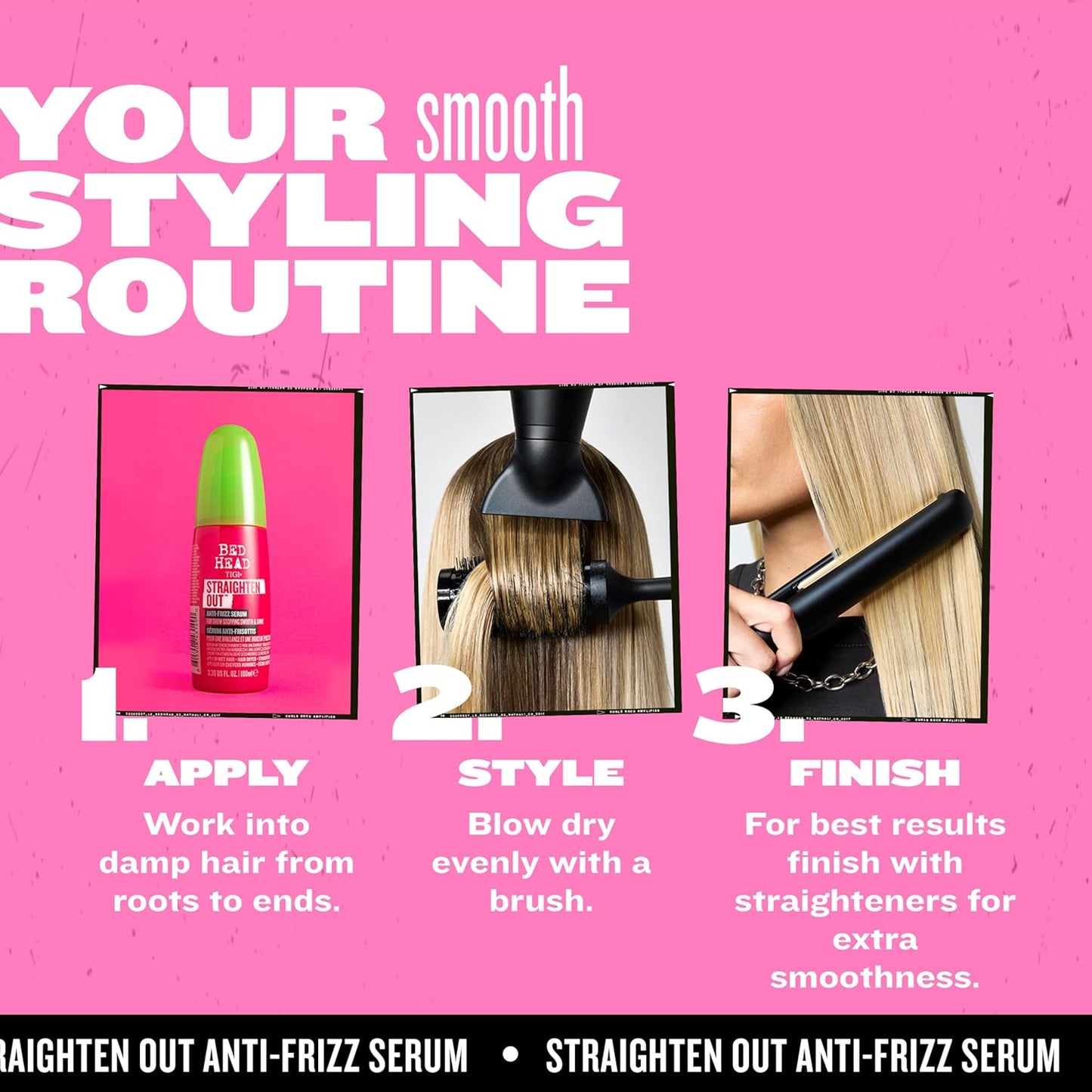 TIGI Bed Head Straighten Out Anti-Frizz Serum - Smooth, Sulfate-Free Formula for All Hair Types