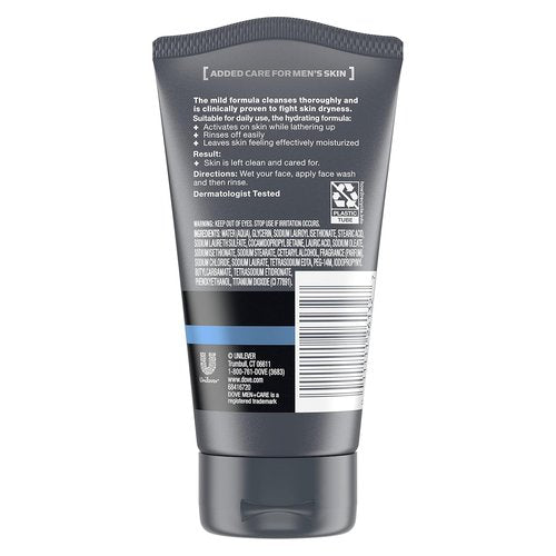 DOVE MEN + CARE Face Wash - Hydrate Plus Skin Care, 5 Oz | Pack of 3 for Fresh Skin