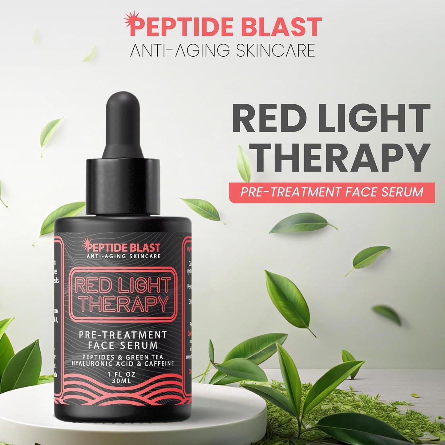 Skiennix Red Light Therapy Activation Serum - Deep Penetration with Green Tea & Hyaluronic Acid | Enhances Skin for Devices, Reduces Fine Lines & Wrinkles – 1 oz