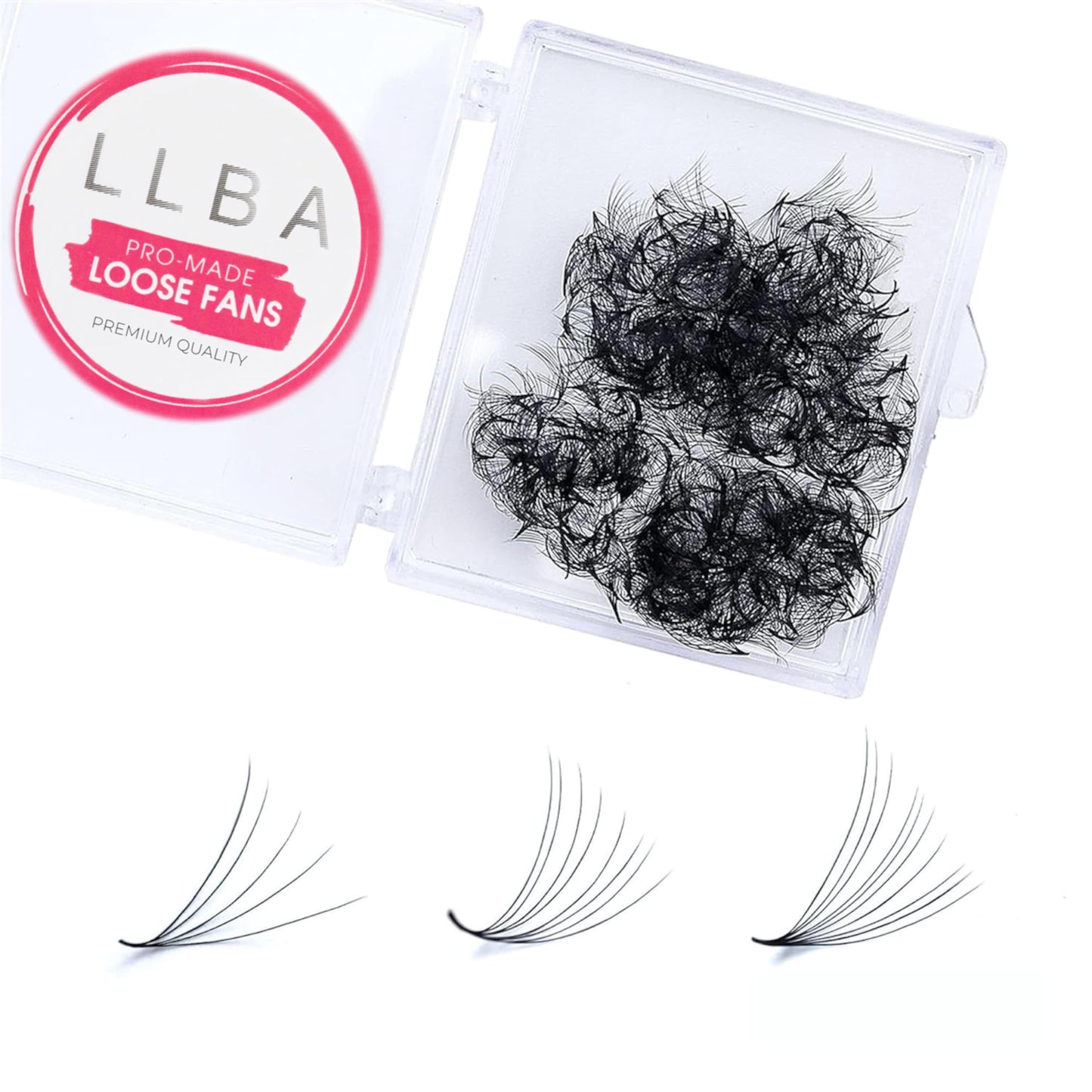 LLBA Promade Fans | Handmade Volume Eyelashes | Multi Selections From 3D To 16D | C CC D DD L M Curl | Thickness 0.03 ~ 0.1 mm | 8 - 20mm Length | Long Lasting | Easy Application (8D-0.05 CC 12 mm)